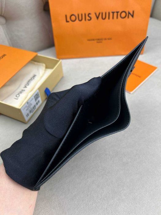 Кожаный черный бумажник Louis Vuitton кошелек Луи Виттон k423