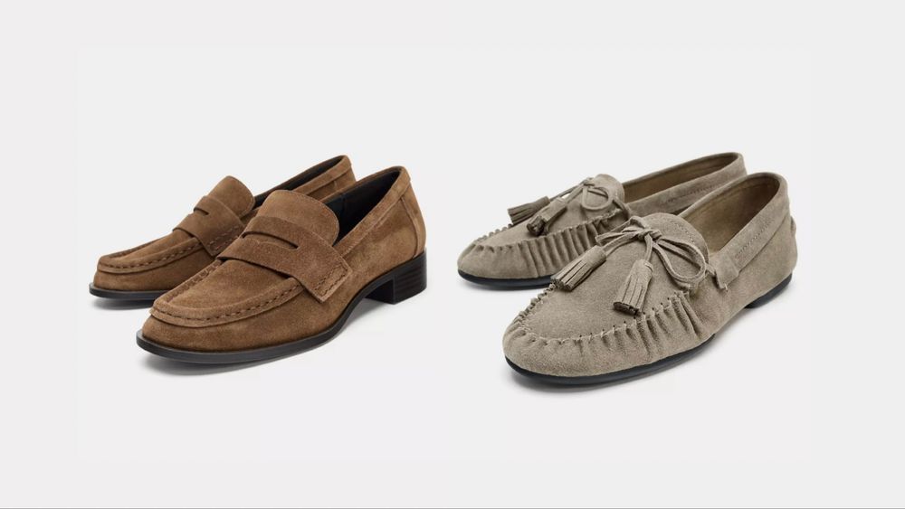 Лофери Zara 38 шкіра коричневі туфлі zara