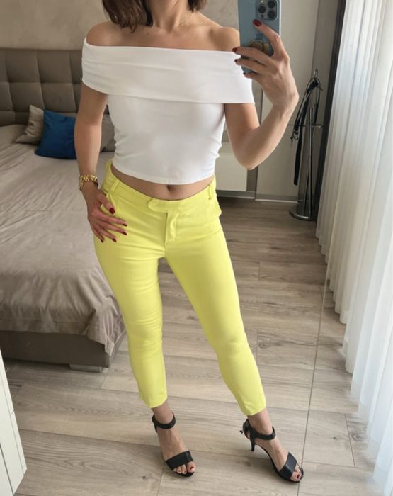 Biała bluzka top koszulka z odkrytymi ramionami Zara M 38