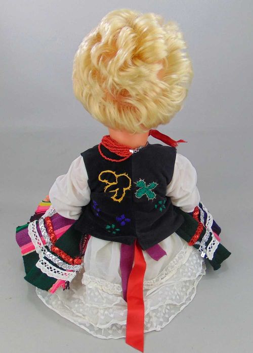 Lalka PRL w stroju ludowym - wysokość 50 cm