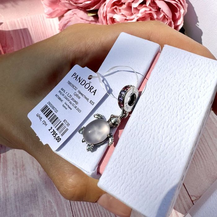 Шарм Pandora Рожева черепаха Намистина нова оригінал Підвіска срібло
