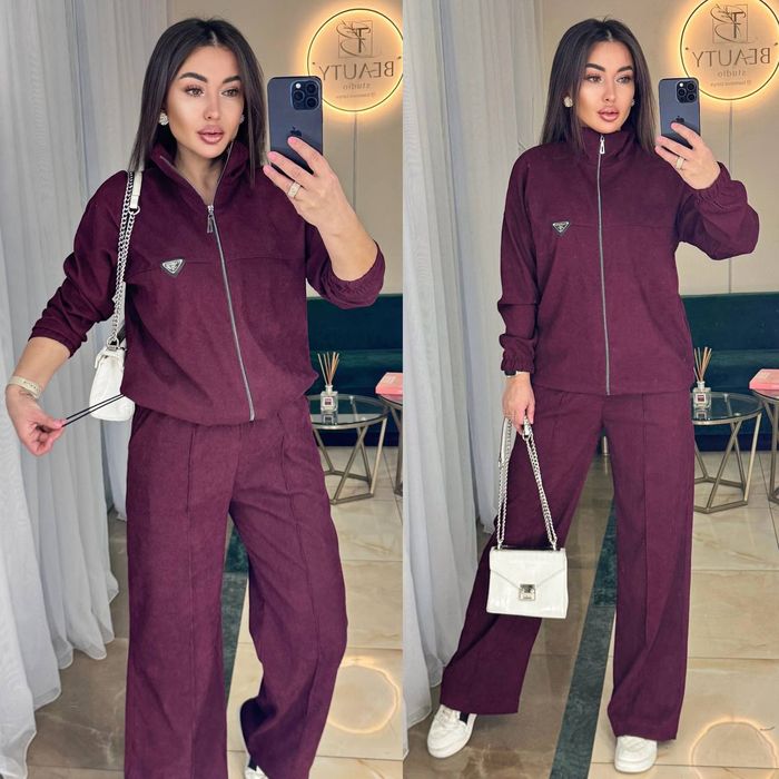 ‼️ Вельветовий костюм з палаццо. ОПТ та роздріб. Р: 42-44,46-48,50-52