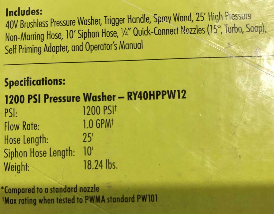 Потужна безщіткова акумуляторна мийка Ryobi 40V HP RY40HPPW12 80ат США