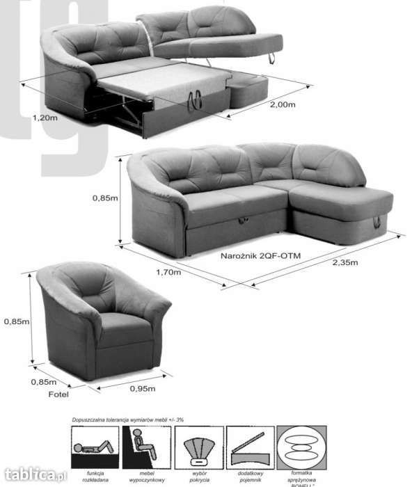 Narożnik "FRESH" EKO SKÓRA  z f. spania i pojemnik na pościel.