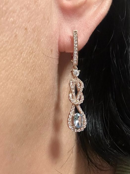 Сережки з топазом 6.28г( 0,8ct), цирконій(0.02) золото 585 проба