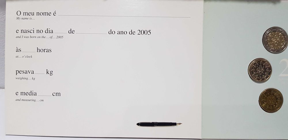 Série de moedas de Euro Anual 2005 "Bebé" Flor do cunho