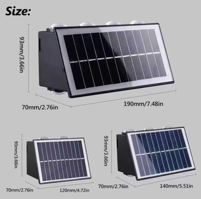 Lampy ścienne LED 10w solarne Klinkiet. Powiększony akumulator 3000mA