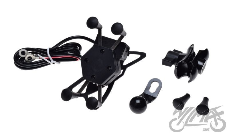 Uchwyt Telefonu DO MOTOCYKLA mocowanie + gniazdo USB