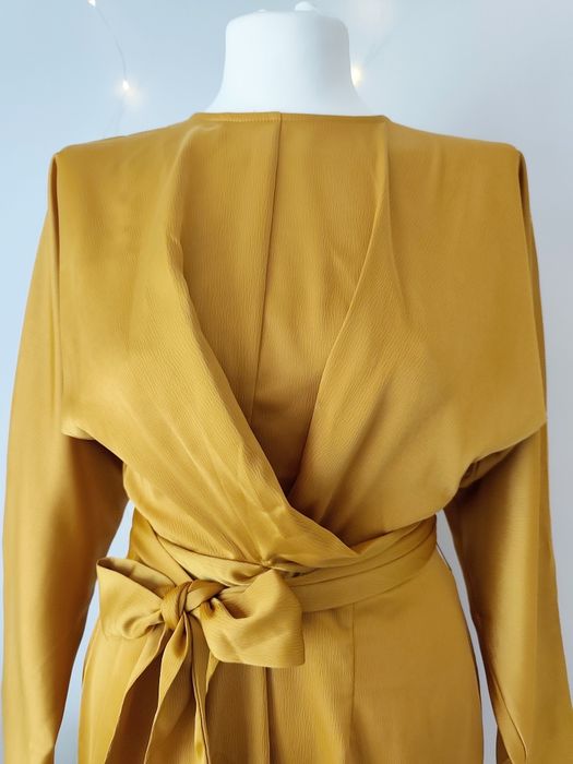 Sukienka elegancka długa maxi satynowa wiązana Asos 38 M