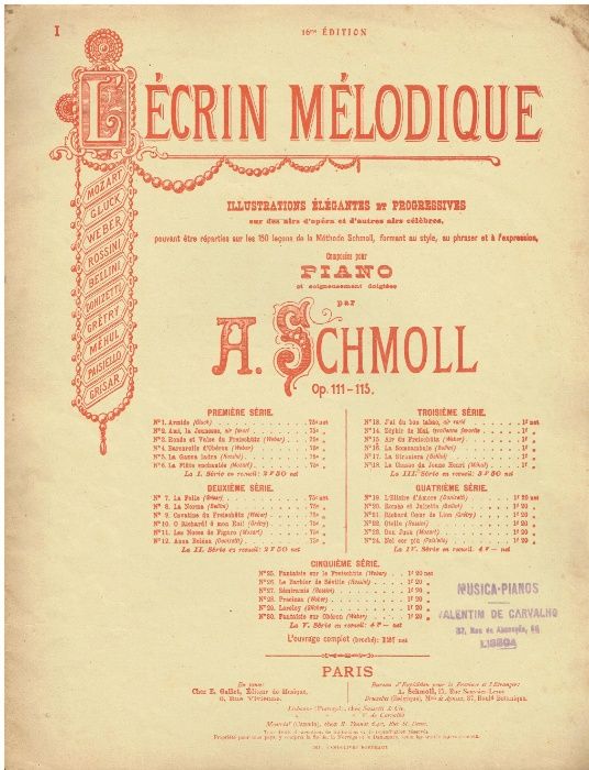 8016 - Partitura LÉcrin Mèlodique de A. Schmoll
