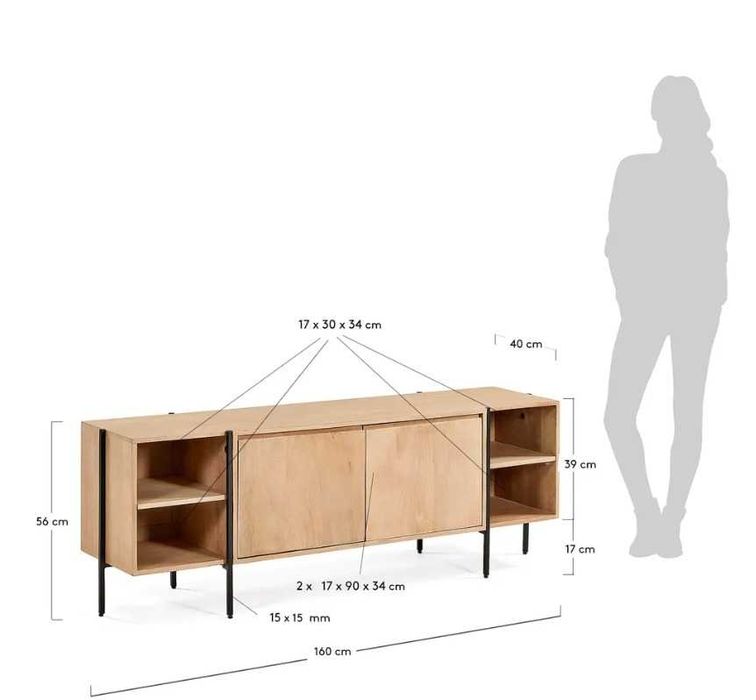 Movel de TV | Kave Home | 160 x 56 cm | Madeira sólida de manga