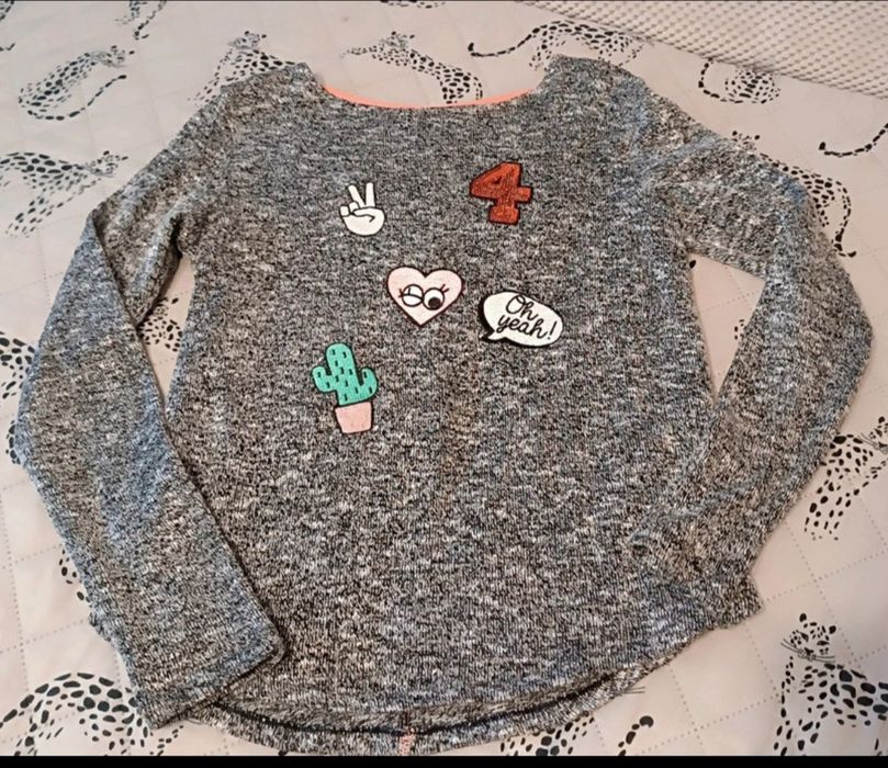 Ramoneska Kurtka a'la skórzana Reserved swetr H&M r.140