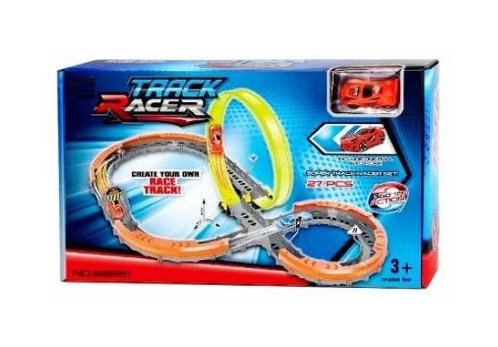 Tor z metalowym autem i wyrzutnią pudełko,256x446 mm