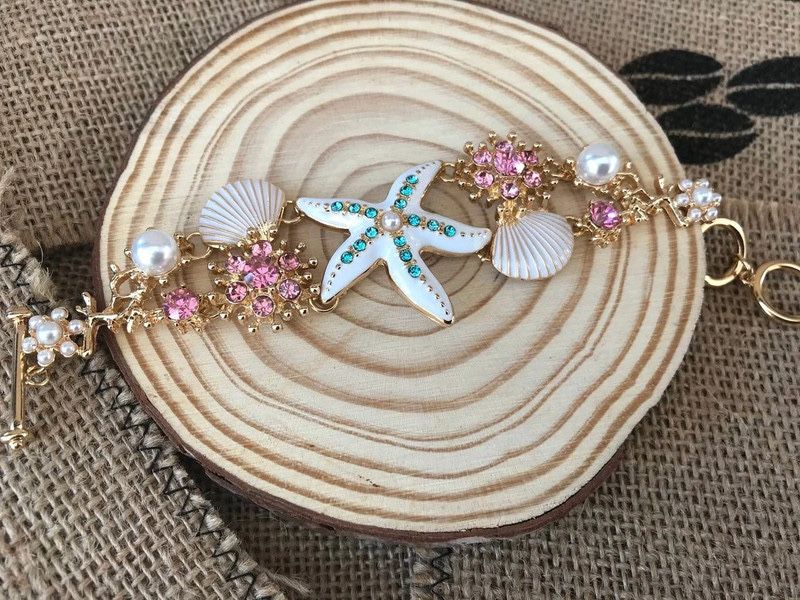 Zestaw biżuterii: naszyjnik, bransoletka i kolczyki styl morski