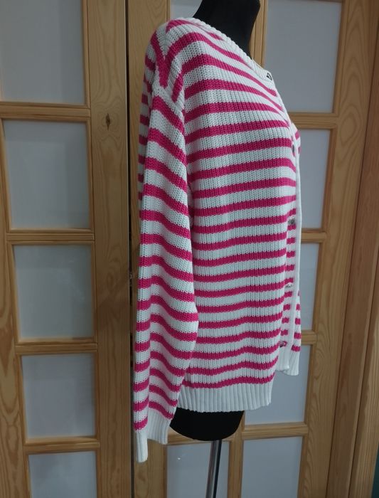 Bpc sweter damski rozpinany na guziki paski 44 46