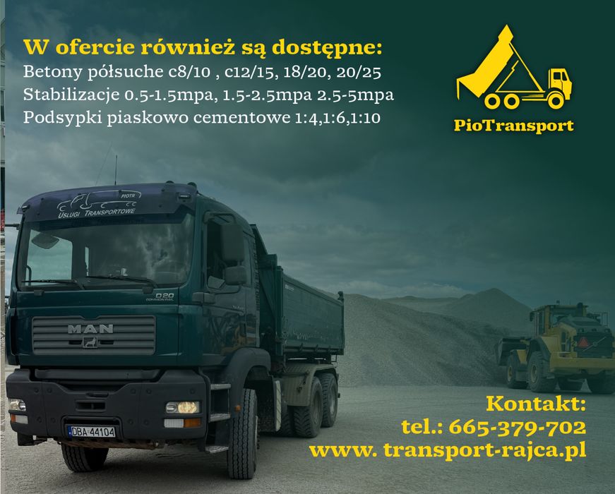 Transport wywrotka, piach, kamień, ziemia