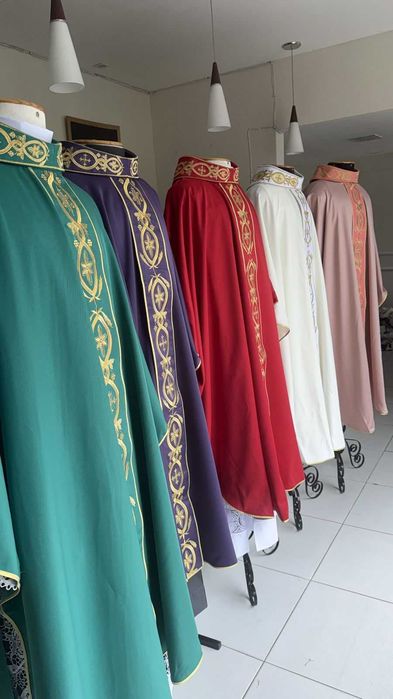 Chasubles for Mass - Green, Purple, Red, White, Pink, and Black