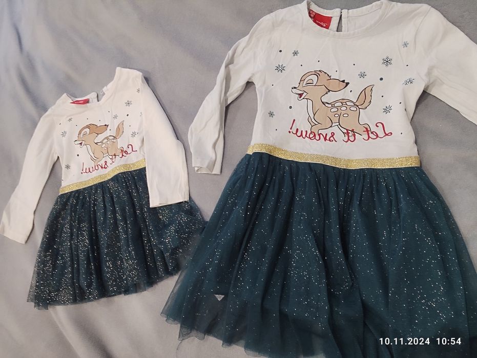 Sukienki świąteczne dla sióstr w rozmiarze 74 i 98