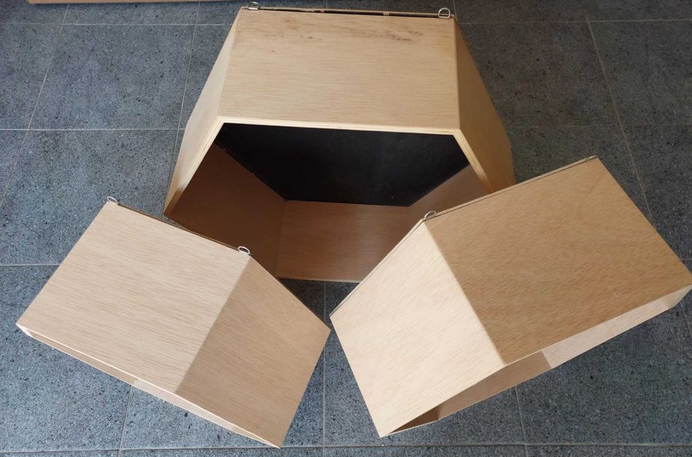 Little Nice Things – zestaw 3 półek hexagon czarno-brązowych