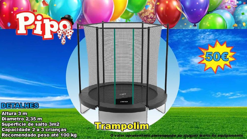 Alugo Insuflável, trampolim e mascotes low cost para animar a festa