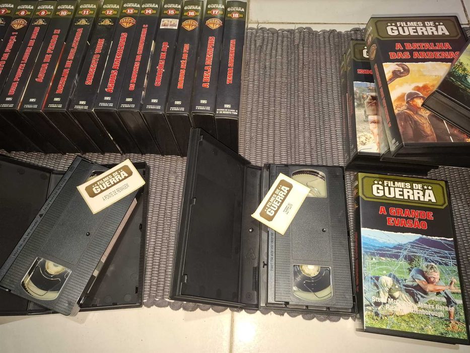 RARIDADE Coleção Completa VHS Enciclopédia Lusomundo Filmes de Guerra 35 Cassetes