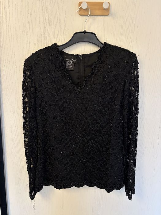Czarna koronkowa bluzeczka elegancka karnawal bal impreza