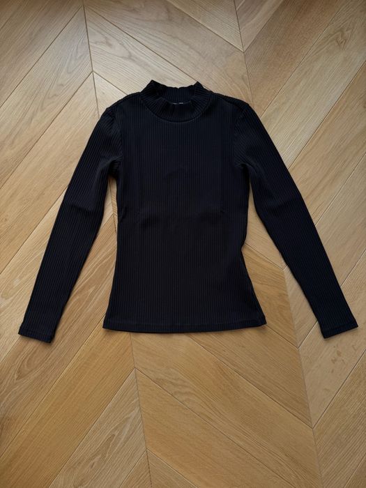 Nr. 152 | H&M czarny golf prążkowany XS 146/152 bawełna elastan