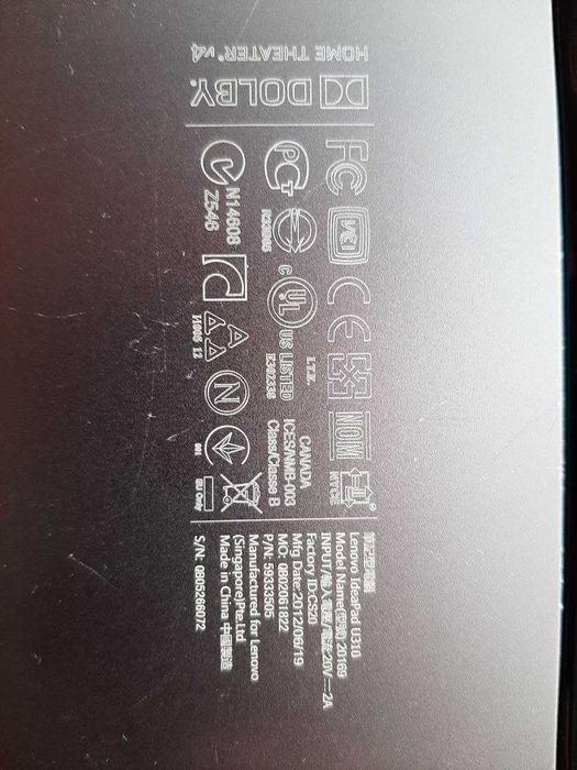 Lenovo u310 (core i5 u3317, ssd 120 + 456 hdd, ddr3L 4gb)