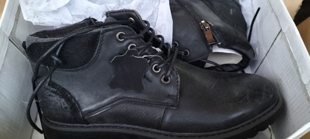 Męskie buty do kostki, ocieplane skórzane,rozm.40