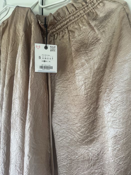 Zara komplet elegancki beżowy acetat