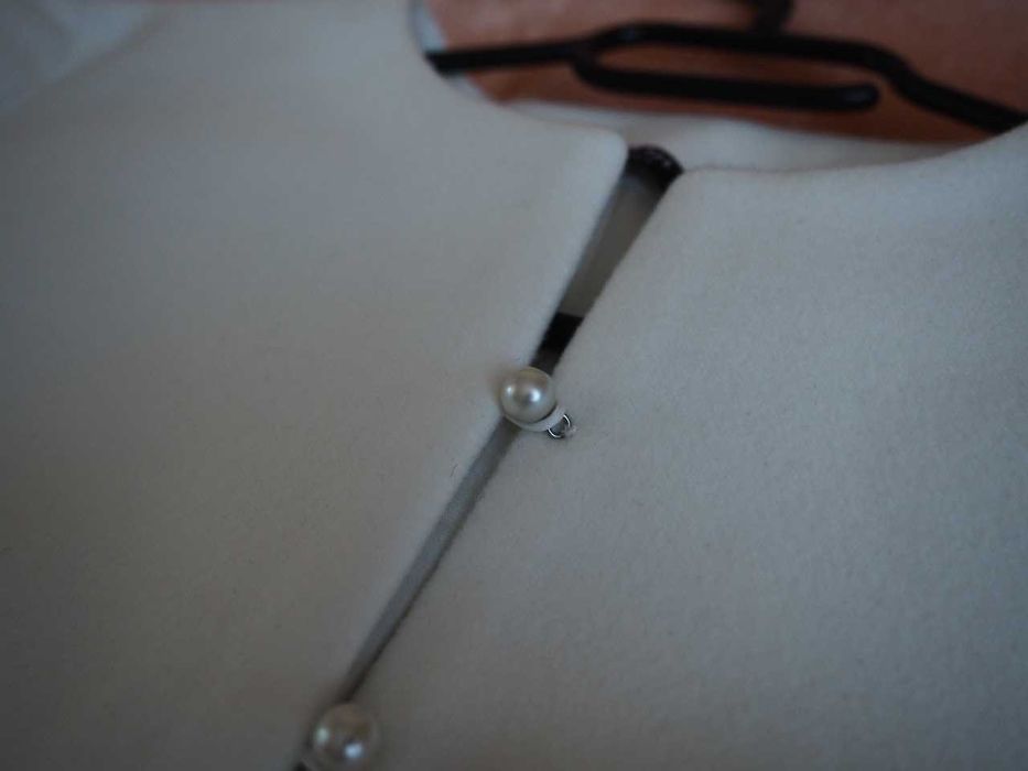 płaszcz ślubny ivory wełna i kaszmir perły S 36 M Artpodium studio