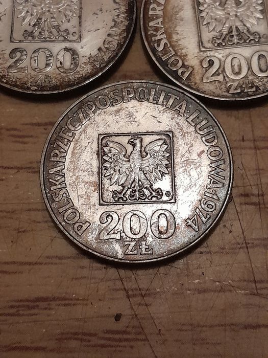 3 srebrne monety 200zl