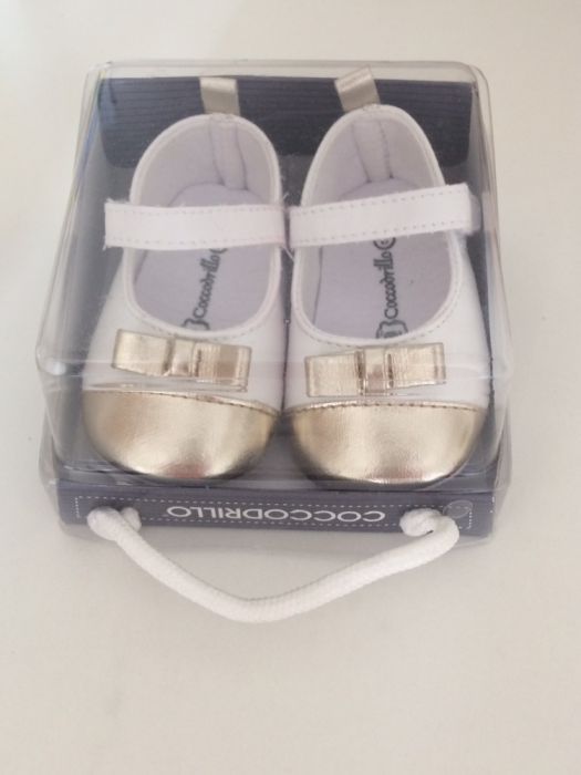 Balerinki złote białe rozm 3 NOWE 11,5 cmo