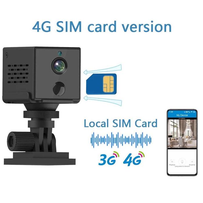 Мини IP камера безопасности 4G SIM/LTE 5MP с Аккумулятором 3000 мАч