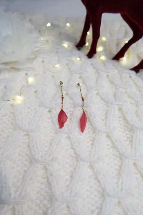 Kolczyki boho etno hippie piórka koraliki handmade ręcznie robione