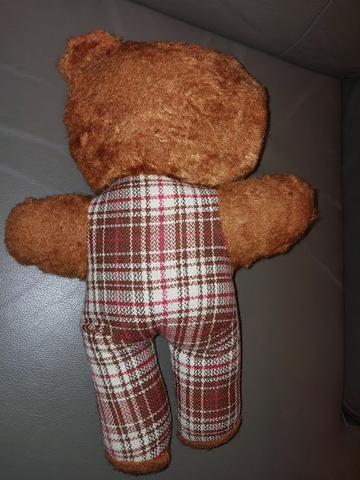 Duży miś pluszak prl świetny stan zadbany krata vintage