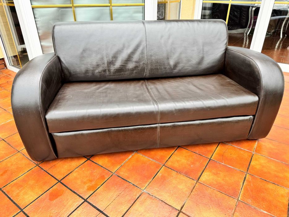 Kanapa skórzana rozkładana sofa wypoczynek fotel wersalka skóra