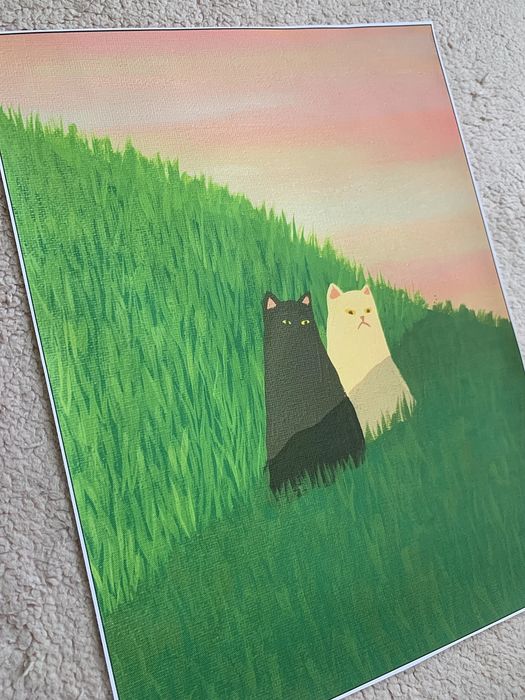 Gobelin na płótnie HD/Obrazek/Cute Couple Cat Art/Abstraction