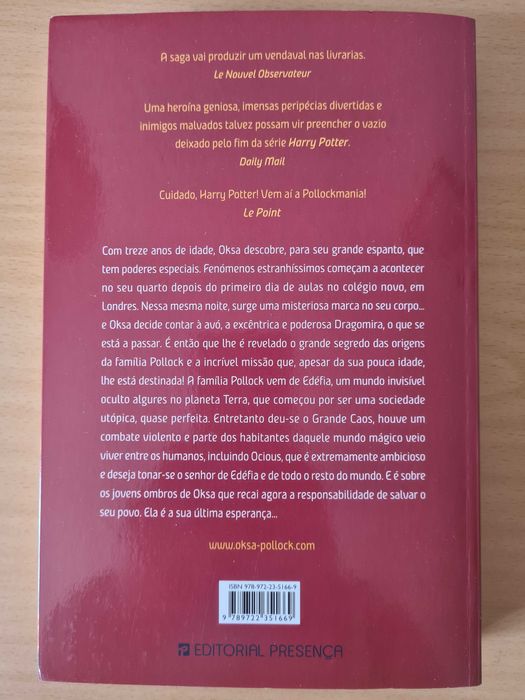 Livro juvenil "Oksa Pollock - A Inesperada" de Anne Plichota