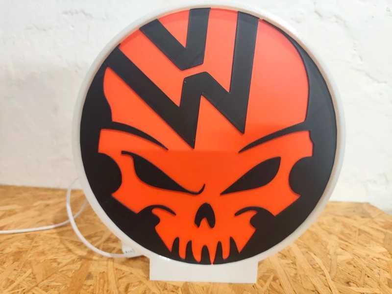 Lightbox Luminaria decorativa VW Volkswagen Skull cx branca