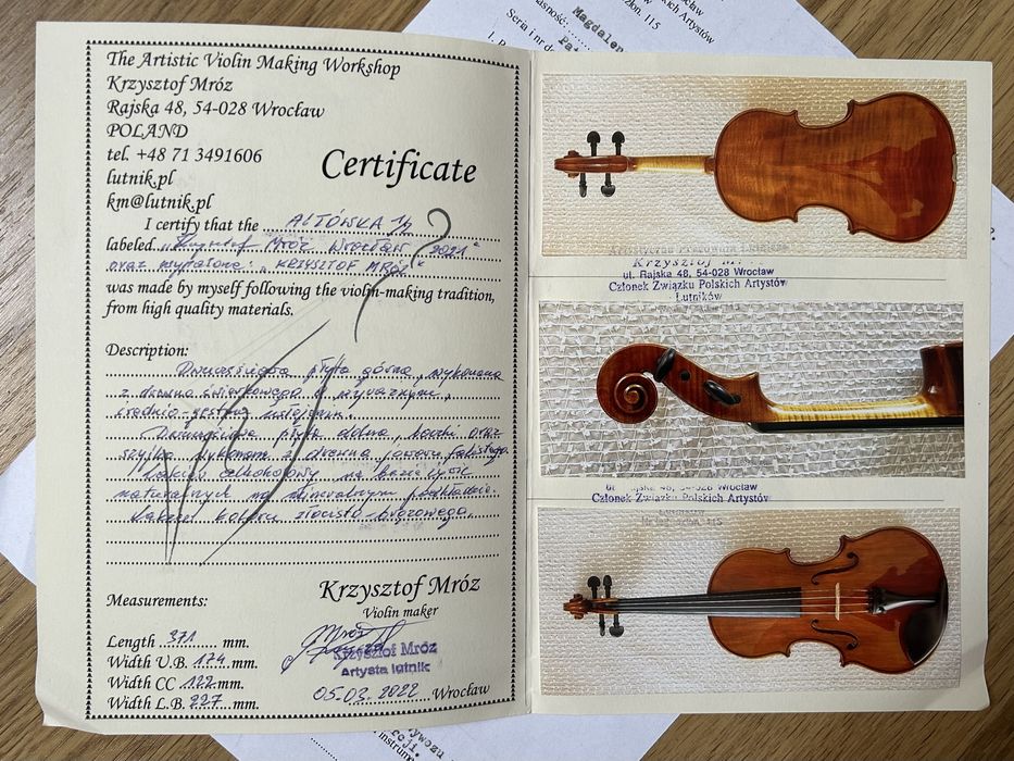 Altówka lutnicza 1/2 zestaw