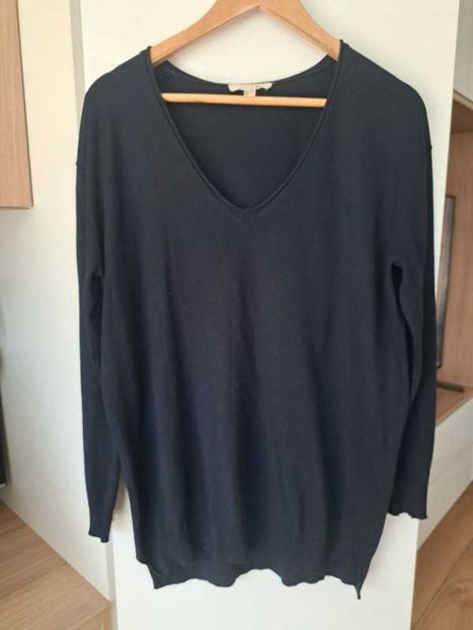 Esprit sweterek granatowy vneck L xL 40 oversize