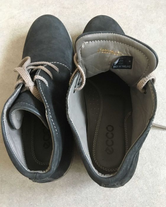 ECCO R.37 botki, skórzane półbuty, koturn- super stan, jesień- zima