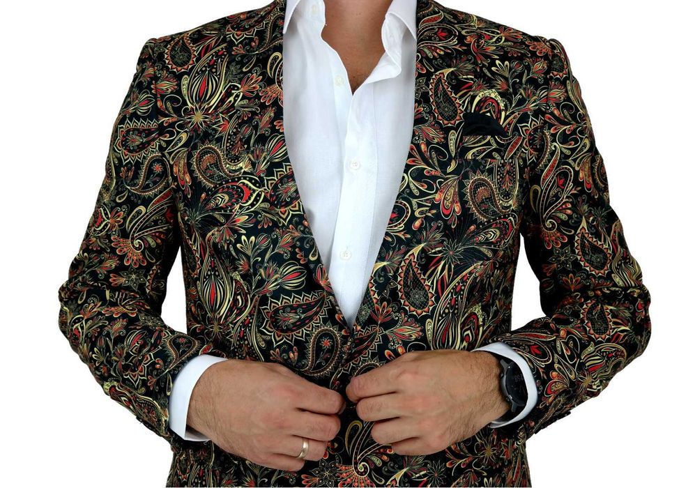 GIOVANNI PERA Marynarka Męska D612 paisley Kwiaty różne rozmiary