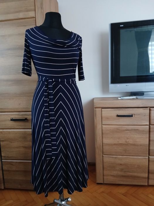 Granatowa sukienka w paski  Monsoon  36