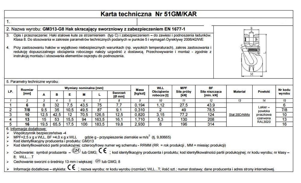 Hak Skracający Sworzniowy Z Zabezpieczeniem 7/8Mm G8 Wll2T
