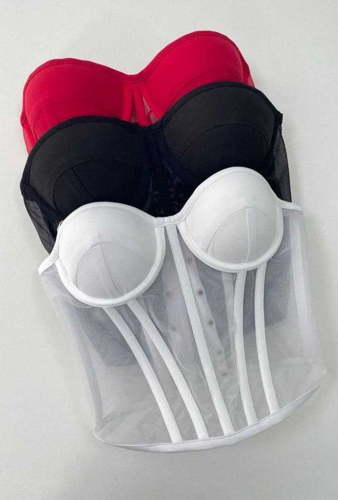 Корсет прозорий. Чорний, білий, червоний.