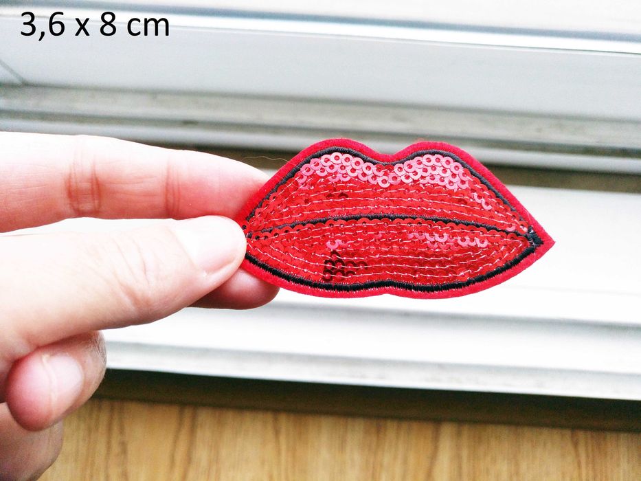 Lote 9 Remendos / Patch Lábios Lantejoulas