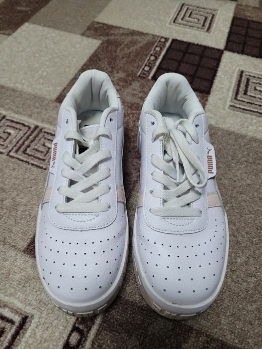 Кроссовки женские пума кали (puma cali) белый + розовый кожа