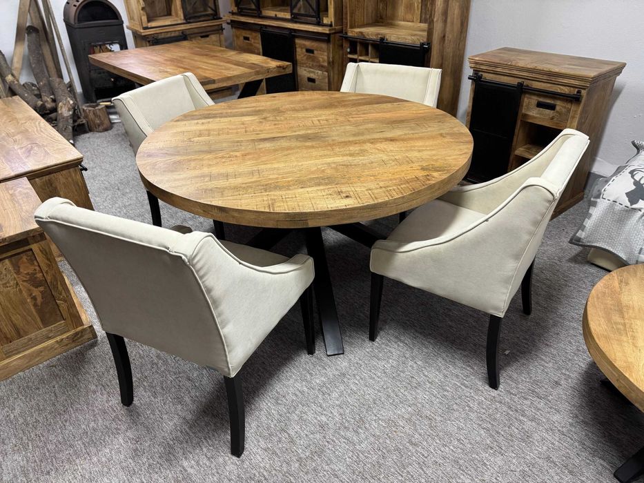 Stół okrągły mango podstawa X LOFT Style Nowy Faktura Vat